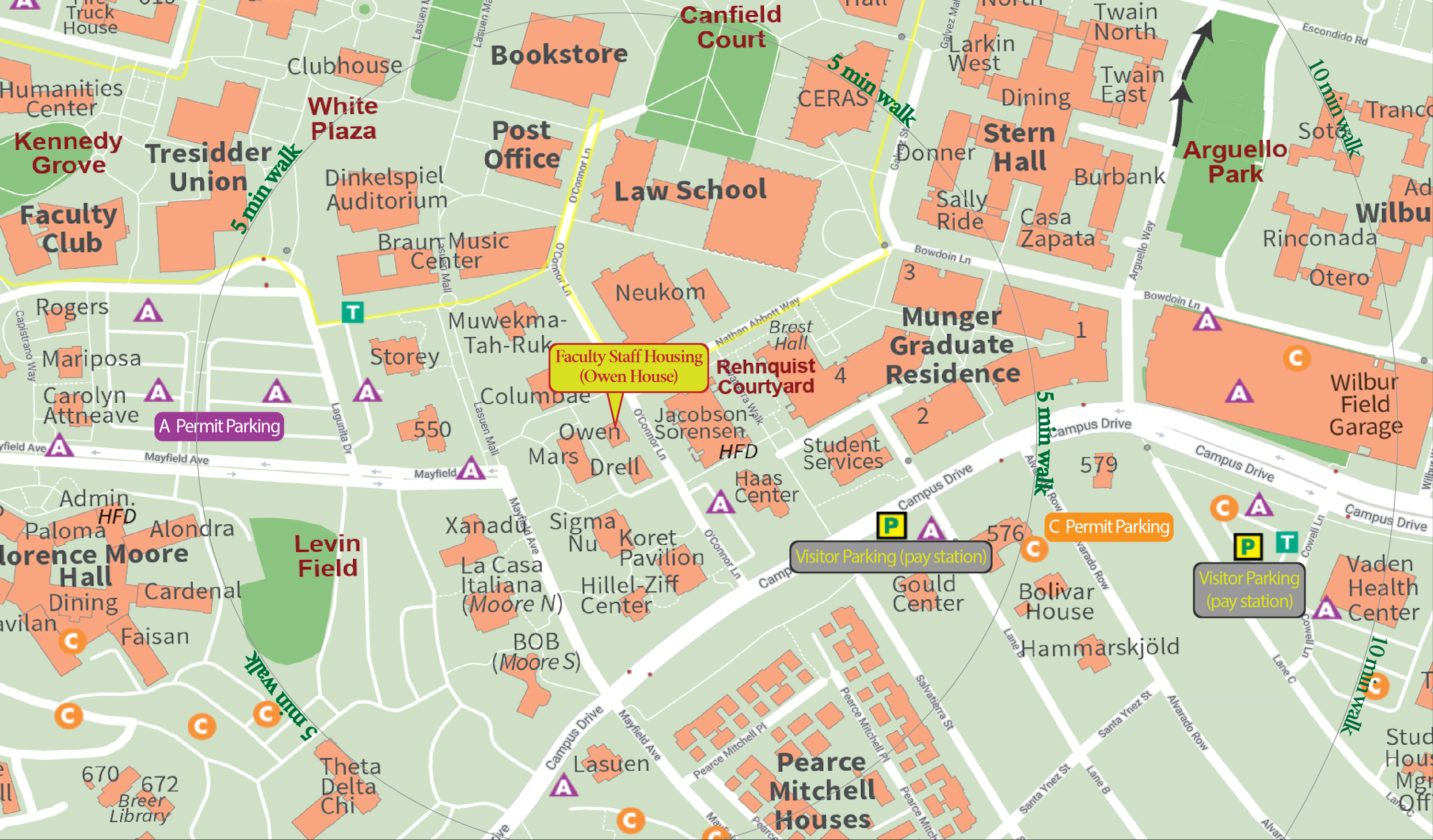 Parking and Walking Directions to Faculty Staff Housing (FSH at Owen House)