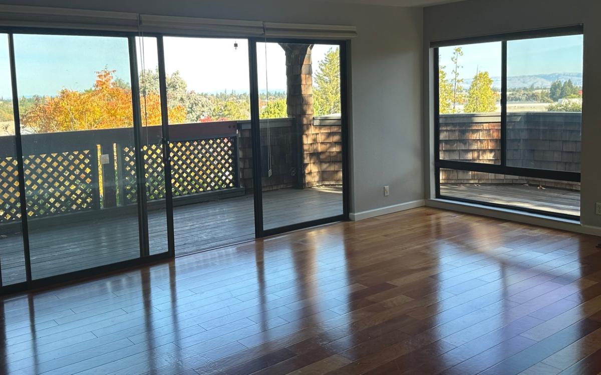 Interior looking out windows with views.